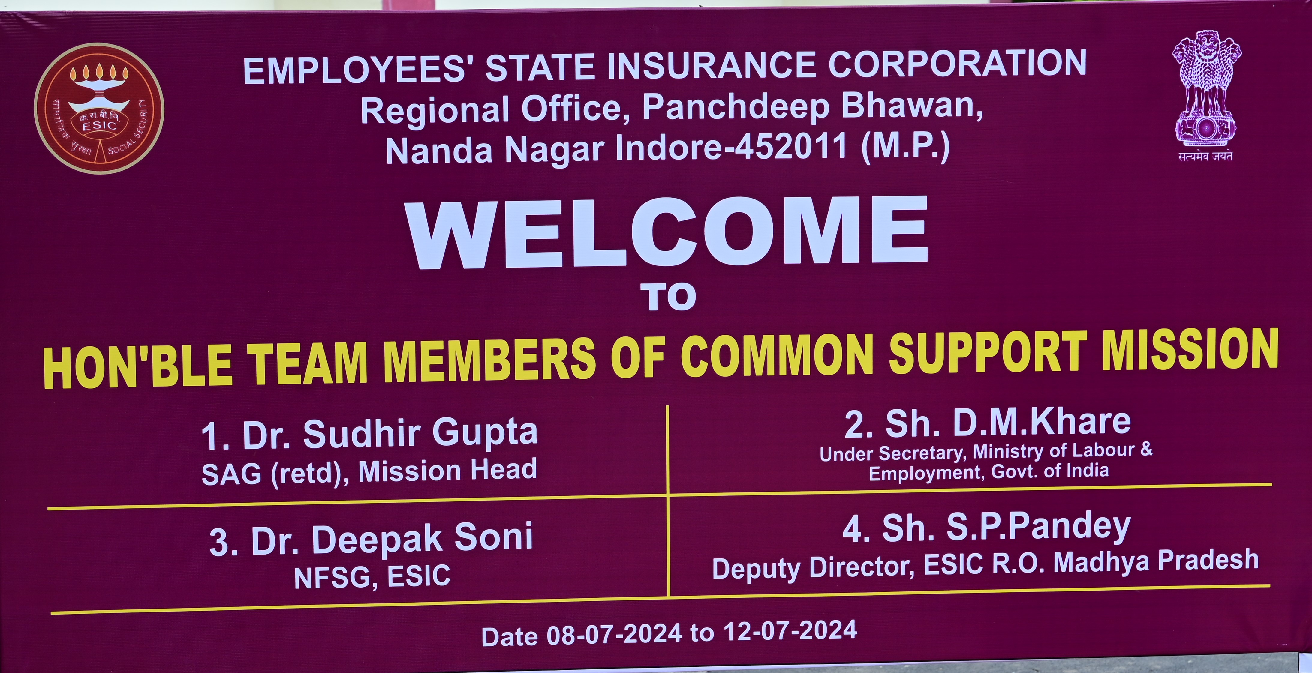 COMMON SUPPORT MISSION TEAM VISIT On DATED 08-07-2024 to 12-07-2024